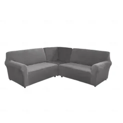 Stretch velvet 5-seater L-shaped sofa cover Solid color all-inclusive private seat pie corner L-shaped sofa cover