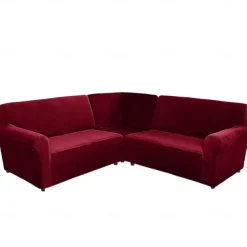 Stretch velvet 5-seater L-shaped sofa cover Solid color all-inclusive private seat pie corner L-shaped sofa cover