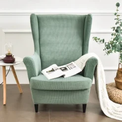 Stretch Wing Chair Slipcover with Seat Cover Spandex Sofa Covers Wingback Armchair Covers Solid Furniture Protector for Living Room Strandmon Chair Cover