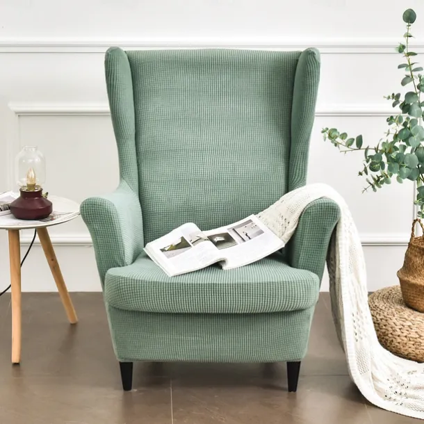 Stretch Wing Chair Slipcover with Seat Cover Spandex Sofa Covers Wingback Armchair Covers Solid Furniture Protector for Living Room Strandmon Chair Cover