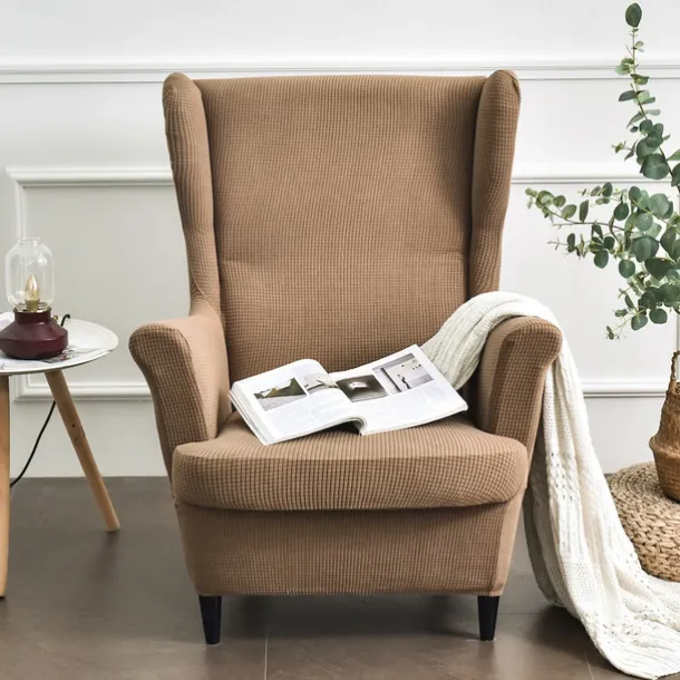 Stretch Wing Chair Slipcover with Seat Cover Spandex Sofa Covers Wingback Armchair Covers Solid Furniture Protector for Living Room Strandmon Chair Cover