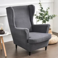 Stretch Wing Chair Slipcover with Seat Cover Spandex Sofa Covers Wingback Armchair Covers Solid Furniture Protector for Living Room Strandmon Chair Cover