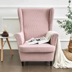 Stretch Wing Chair Slipcover with Seat Cover Spandex Sofa Covers Wingback Armchair Covers Solid Furniture Protector for Living Room Strandmon Chair Cover