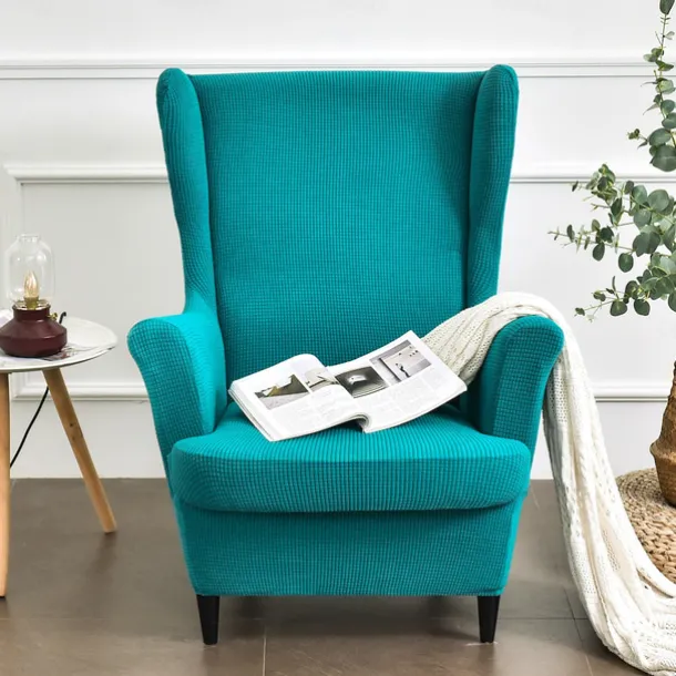 Stretch Wing Chair Slipcover with Seat Cover Spandex Sofa Covers Wingback Armchair Covers Solid Furniture Protector for Living Room Strandmon Chair Cover