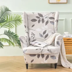 Stretch Wingback Chair Cover Armchair Slipcovers with Seat Cushion Cover Spandex Velvet Wingback Armchair Covers