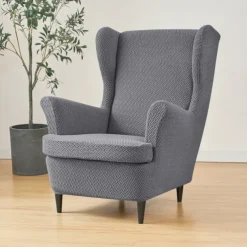 Stretch Wingback Chair Cover Wing Chair Slipcovers With Seat Cushion Cover,Spandex Jacquard Wingback Armchair Covers