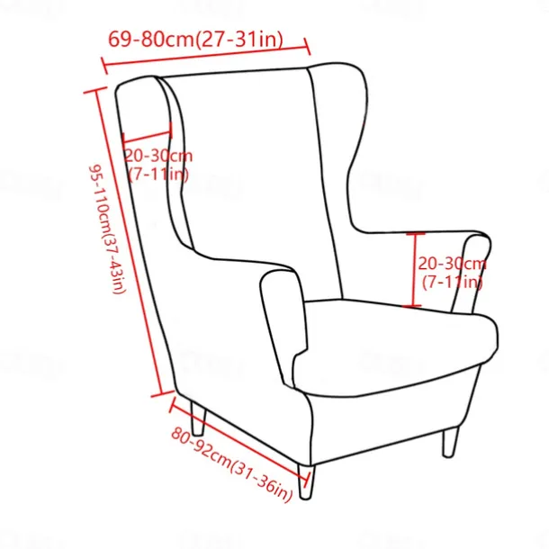 Stretch Wingback Chair Cover Wing Chair Slipcovers Spandex Fabric Wingback Armchair Covers with Seat Cushion Cover for Living Room Bedroom Decor
