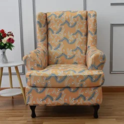 Stretch Wingback Chair Cover Wing Chair Slipcovers Spandex Fabric Wingback Armchair Covers with Seat Cushion Cover for Living Room Bedroom Decor