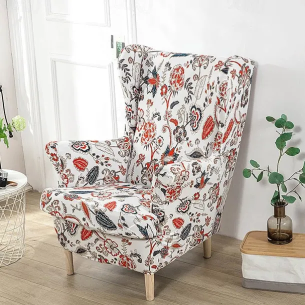 Stretch Wingback Chair Cover Wing Chair Slipcovers With Seat Cushion Cover Spandex Jacquard Wingback Armchair Covers