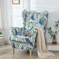 Stretch Wingback Chair Cover Wing Chair Slipcovers With Seat Cushion Cover Spandex Jacquard Wingback Armchair Covers