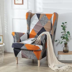 Stretch Wingback Chair Cover Wing Chair Slipcovers With Seat Cushion Cover Spandex Jacquard Wingback Armchair Covers