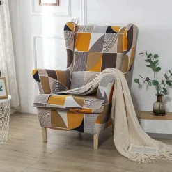 Stretch Wingback Chair Cover Wing Chair Slipcovers With Seat Cushion Cover Spandex Jacquard Wingback Armchair Covers