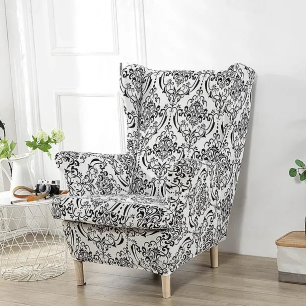 Stretch Wingback Chair Cover Wing Chair Slipcovers With Seat Cushion Cover Spandex Jacquard Wingback Armchair Covers
