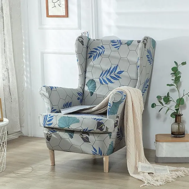 Stretch Wingback Chair Cover Wing Chair Slipcovers With Seat Cushion Cover Spandex Jacquard Wingback Armchair Covers