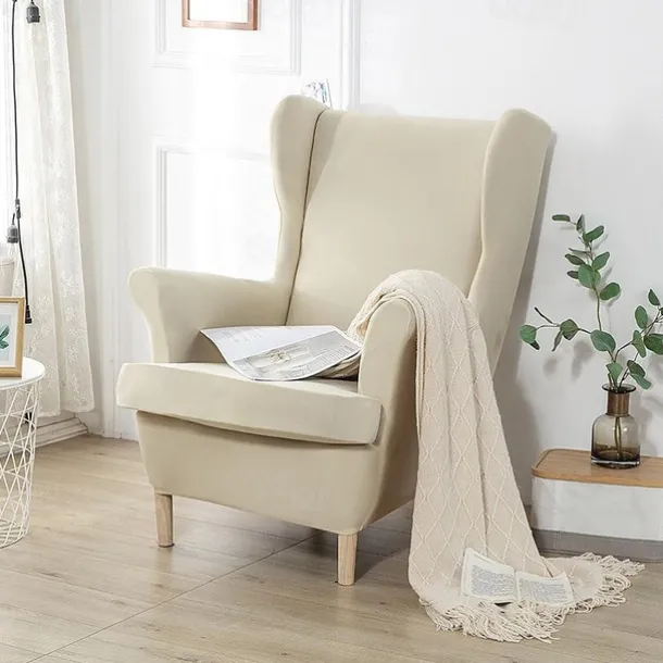 Stretch Wingback Chair Cover Wing Chair Slipcovers With Seat Cushion Cover Spandex Jacquard Wingback Armchair Covers