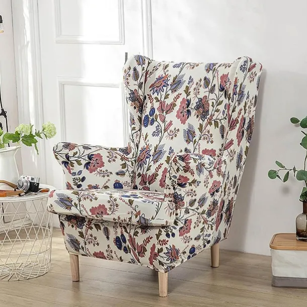 Stretch Wingback Chair Cover Wing Chair Slipcovers With Seat Cushion Cover Spandex Jacquard Wingback Armchair Covers