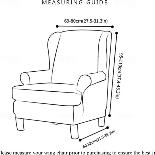 Stretch Wingback Chair Cover Wing Chair Slipcovers With Seat Cushion Cover Spandex Jacquard Wingback Armchair Covers