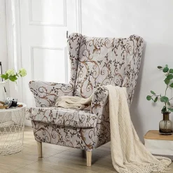 Stretch Wingback Chair Cover Wing Chair Slipcovers With Seat Cushion Cover Spandex Jacquard Wingback Armchair Covers