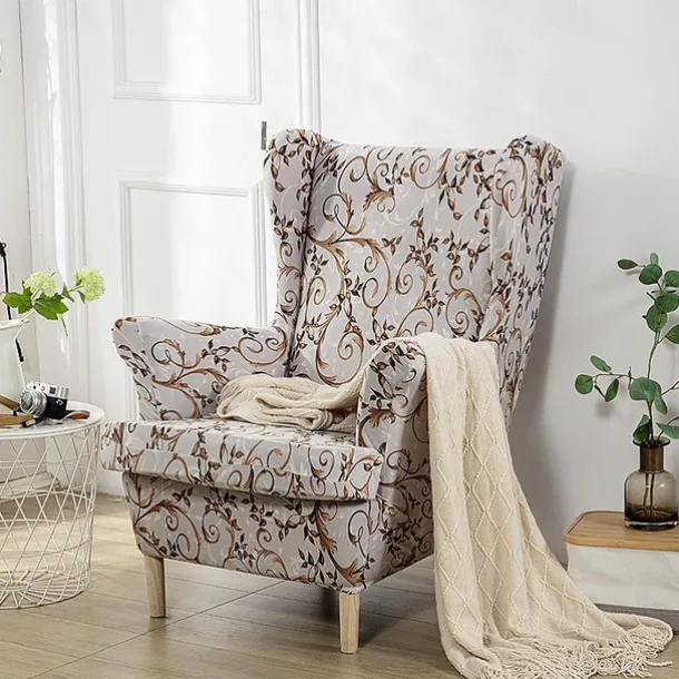 Stretch Wingback Chair Cover Wing Chair Slipcovers With Seat Cushion Cover Spandex Jacquard Wingback Armchair Covers
