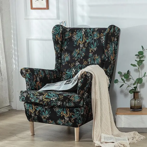 Stretch Wingback Chair Cover Wing Chair Slipcovers With Seat Cushion Cover Spandex Jacquard Wingback Armchair Covers