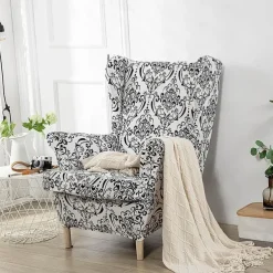 Stretch Wingback Chair Cover Wing Chair Slipcovers With Seat Cushion Cover Spandex Jacquard Wingback Armchair Covers