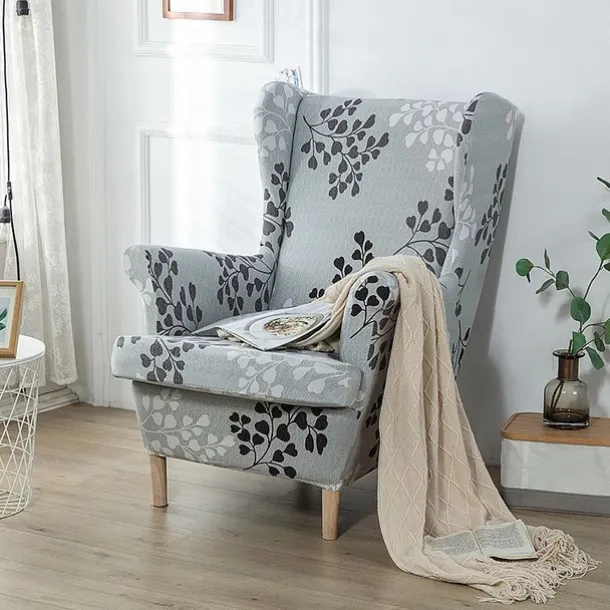 Stretch Wingback Chair Cover Wing Chair Slipcovers With Seat Cushion Cover Spandex Jacquard Wingback Armchair Covers