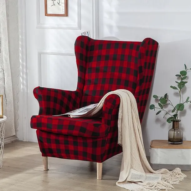 Stretch Wingback Chair Cover Wing Chair Slipcovers With Seat Cushion Cover Spandex Jacquard Wingback Armchair Covers