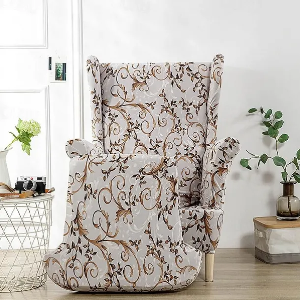 Stretch Wingback Chair Cover Wing Chair Slipcovers With Seat Cushion Cover Spandex Jacquard Wingback Armchair Covers