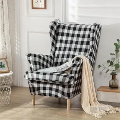 Stretch Wingback Chair Cover Wing Chair Slipcovers With Seat Cushion Cover Spandex Jacquard Wingback Armchair Covers