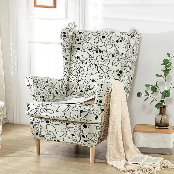 Stretch Wingback Chair Cover Wing Chair Slipcovers With Seat Cushion Cover Spandex Jacquard Wingback Armchair Covers