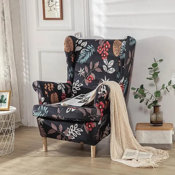 Stretch Wingback Chair Cover Wing Chair Slipcovers With Seat Cushion Cover Spandex Jacquard Wingback Armchair Covers