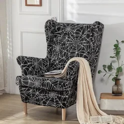 Stretch Wingback Chair Cover Wing Chair Slipcovers With Seat Cushion Cover Spandex Jacquard Wingback Armchair Covers