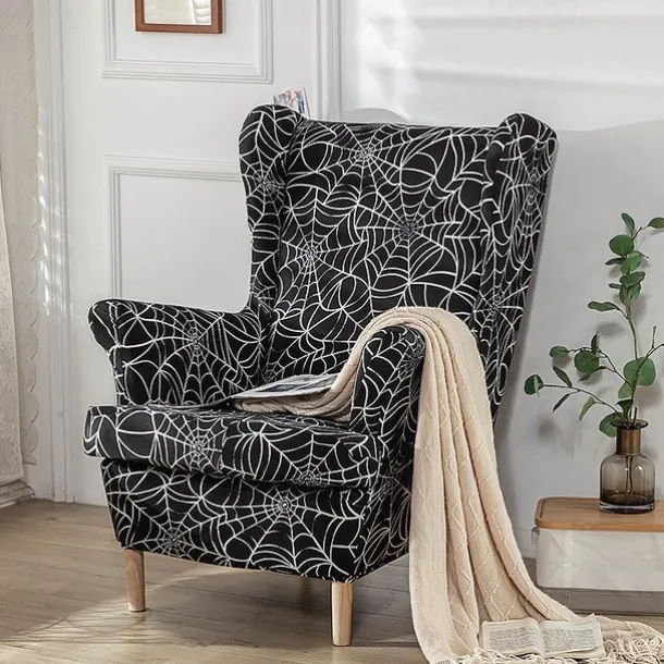 Stretch Wingback Chair Cover Wing Chair Slipcovers With Seat Cushion Cover Spandex Jacquard Wingback Armchair Covers