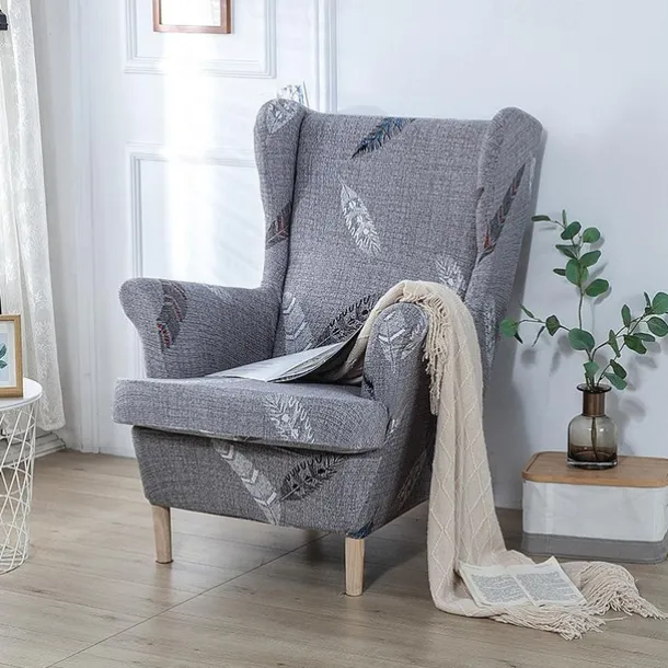 Stretch Wingback Chair Cover Wing Chair Slipcovers With Seat Cushion Cover Spandex Jacquard Wingback Armchair Covers