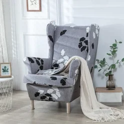 Stretch Wingback Chair Cover Wing Chair Slipcovers With Seat Cushion Cover Spandex Jacquard Wingback Armchair Covers