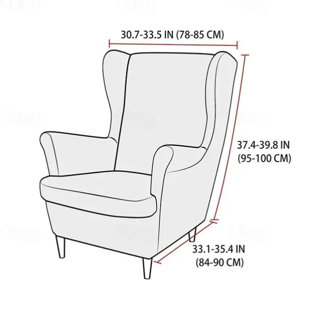 Stretch Wingback Chair Cover Wing Chair Slipcovers With Seat Cushion Cover Spandex Jacquard Wingback Armchair Covers