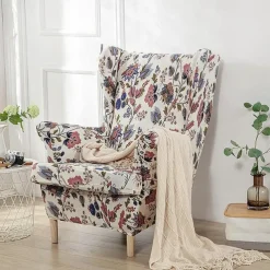 Stretch Wingback Chair Cover Wing Chair Slipcovers With Seat Cushion Cover Spandex Jacquard Wingback Armchair Covers