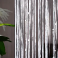 String Curtain Doorway Curtain Tassels Beaded Curatin, Boho Macrame Sliding Door Curtain Wedding Tapestry Decoration, Room Divider for Pergola Outdoor Patio