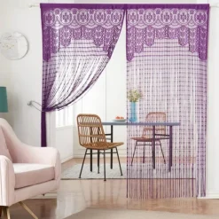 String Curtain Doorway Curtain Beaded Tassels Curatin, Boho Macrame Sliding Door Curtain Wedding Tapestry Decoration, Room Divider for Pergola Outdoor Patio