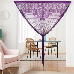 String Curtain Doorway Curtain Beaded Tassels Curatin, Boho Macrame Sliding Door Curtain Wedding Tapestry Decoration, Room Divider for Pergola Outdoor Patio