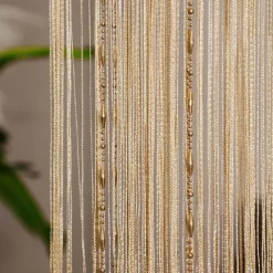 String Curtain Doorway Curtain Tassels Beaded Curatin, Boho Macrame Sliding Door Curtain Wedding Tapestry Decoration, Room Divider for Pergola Outdoor Patio W 1m x H 2m