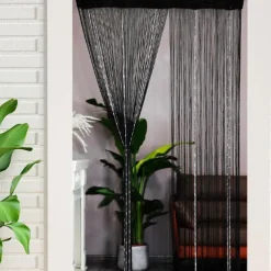 String Curtain Doorway Curtain Tassels Beaded Curatin, Boho Macrame Sliding Door Curtain Wedding Tapestry Decoration, Room Divider for Pergola Outdoor Patio W 1m x H 2m