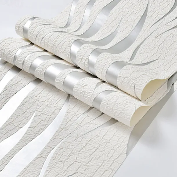 Strip Wallpaper Damask Wall Covering Sticker Film Flocking Non Woven Adhesive required Home Décor 1000x53cm/393.7x20.87inch