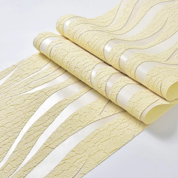 Strip Wallpaper Damask Wall Covering Sticker Film Flocking Non Woven Adhesive required Home Décor 1000x53cm/393.7x20.87inch