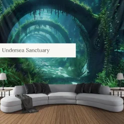 Submarine Cabin Undersea Hanging Tapestry Wall Art Large Tapestry Mural Decor Photograph Backdrop Blanket Curtain Home Bedroom Living Room Decoration