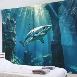 Submarine Cabin Undersea Hanging Tapestry Wall Art Large Tapestry Mural Decor Photograph Backdrop Blanket Curtain Home Bedroom Living Room Decoration