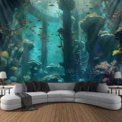 Submarine Cabin Undersea Hanging Tapestry Wall Art Large Tapestry Mural Decor Photograph Backdrop Blanket Curtain Home Bedroom Living Room Decoration