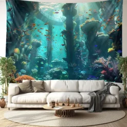 Submarine Cabin Undersea Hanging Tapestry Wall Art Large Tapestry Mural Decor Photograph Backdrop Blanket Curtain Home Bedroom Living Room Decoration