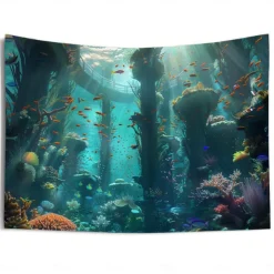 Submarine Cabin Undersea Hanging Tapestry Wall Art Large Tapestry Mural Decor Photograph Backdrop Blanket Curtain Home Bedroom Living Room Decoration