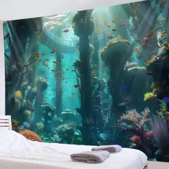 Submarine Cabin Undersea Hanging Tapestry Wall Art Large Tapestry Mural Decor Photograph Backdrop Blanket Curtain Home Bedroom Living Room Decoration